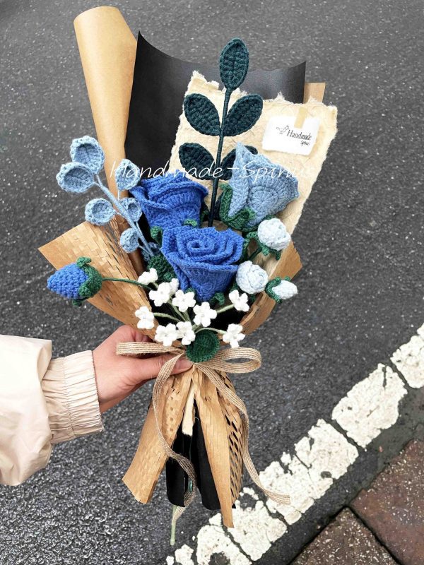 Handmade-Spinus Crochet Knit Bouquet