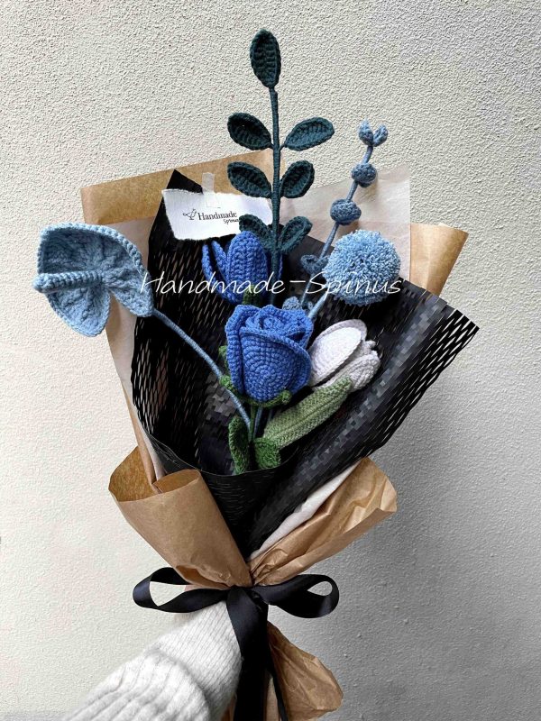 Handmade-Spinus Crochet Knit Bouquet