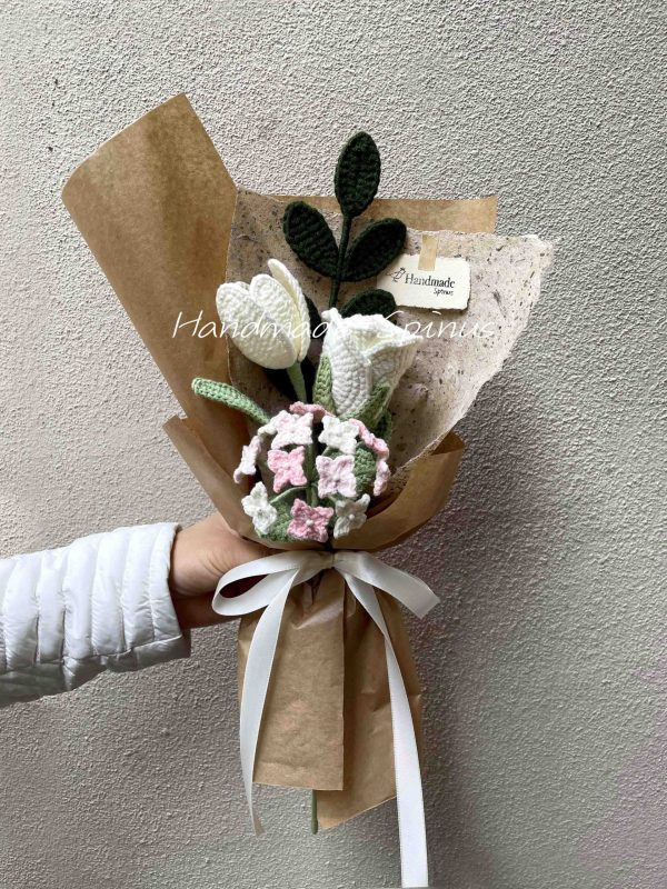 Handmade-Spinus Crochet Knit Bouquet