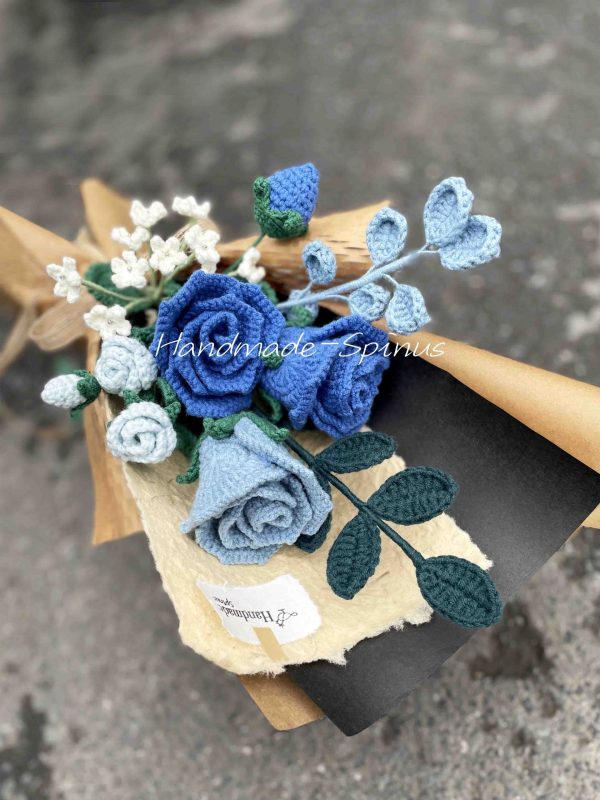 Handmade-Spinus Crochet Knit Bouquet