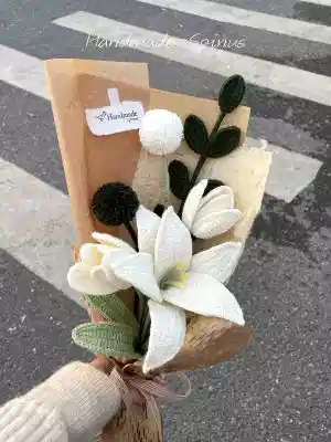 Handmade-Spinus Crochet Knit Bouquet