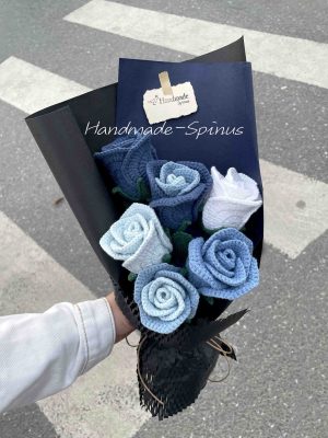 Handmade-Spinus Crochet Knit Bouquet