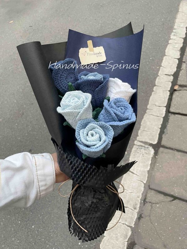 Handmade-Spinus Crochet Knit Bouquet