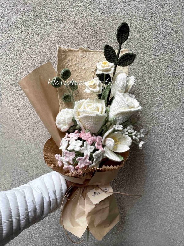 Handmade-Spinus Crochet Knit Bouquet