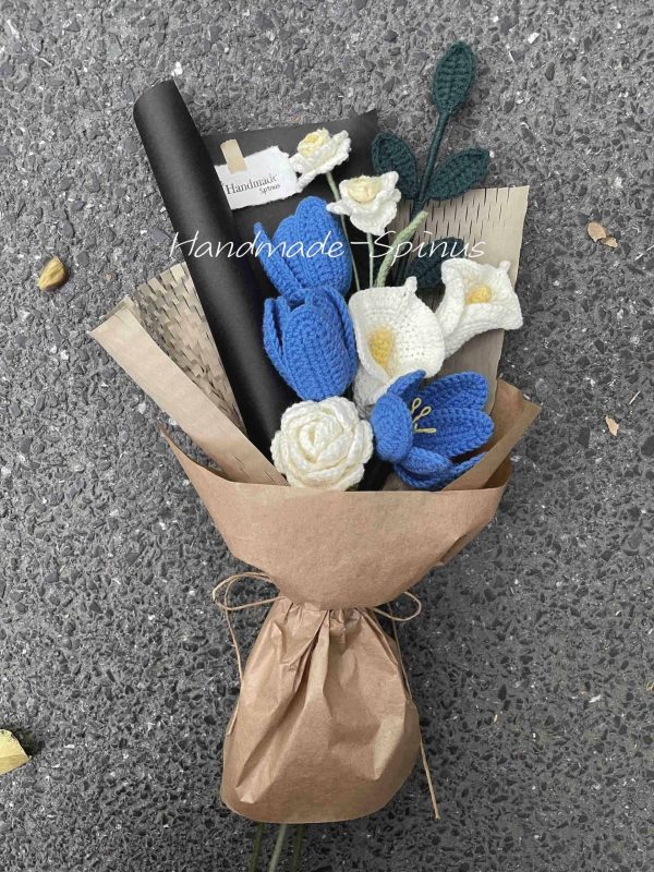 Handmade-Spinus Crochet Knit Bouquet