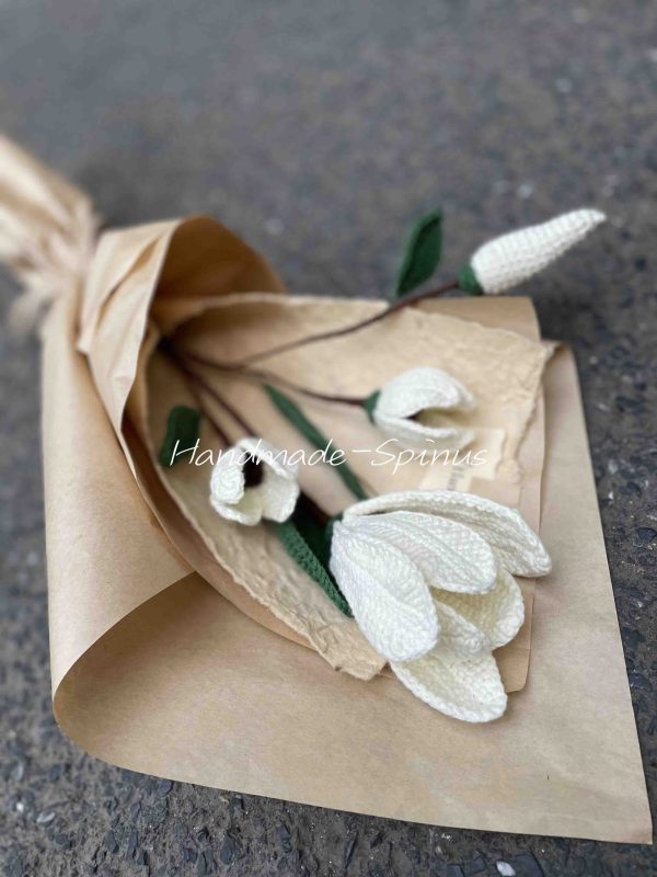 Handmade-Spinus Crochet Knit Bouquet