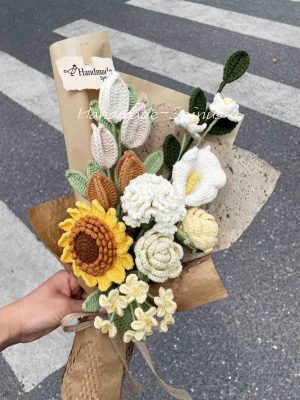 Handmade-Spinus Crochet Knit Bouquet
