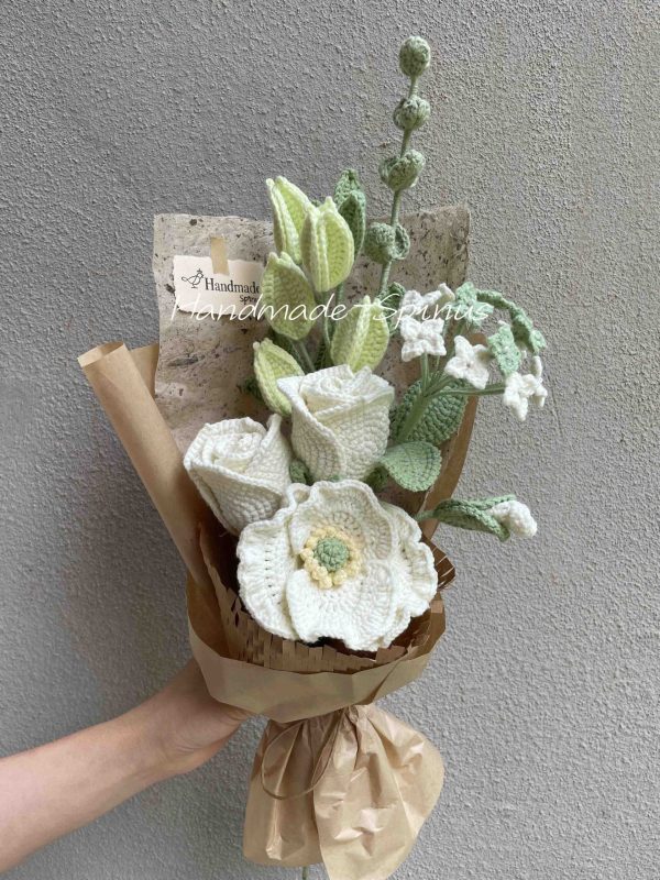 Handmade-Spinus Crochet Knit Bouquet