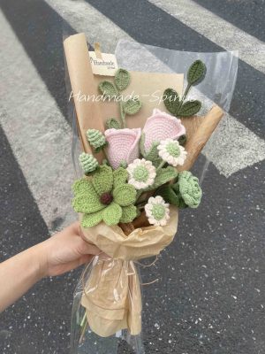 Handmade-Spinus Crochet Knit Bouquet