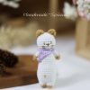 Handmade-Spinus Crochet Knit Cat Strip Pendant