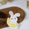 Handmade-Spinus Crochet Knit Rabbit Brooch