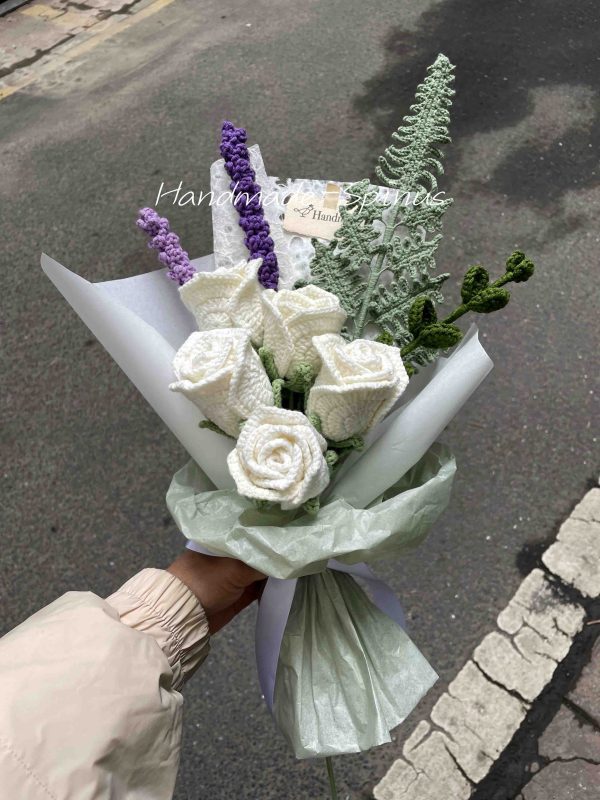 Handmade-Spinus Crochet Knit Bouquet