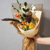 Brown Orange Autumn Charm Crochet Knit Bouquet