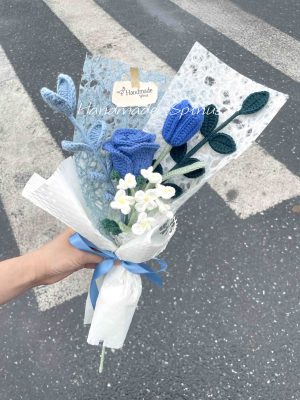 Handmade-Spinus Crochet Knit Bouquet