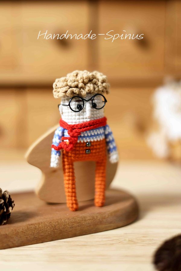 Handmade-Spinus Crochet Knit Fried Man Doll