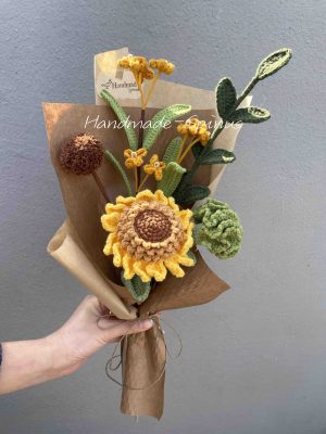 Handmade-Spinus Crochet Knit Bouquet