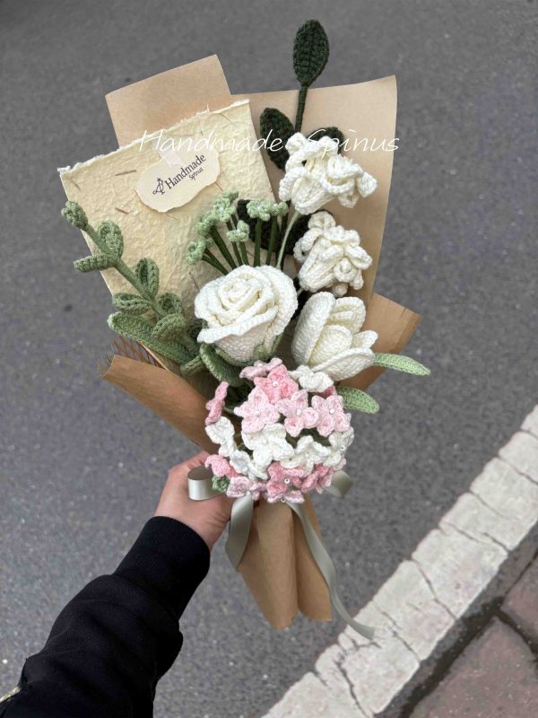 Handmade-Spinus Crochet Knit Bouquet