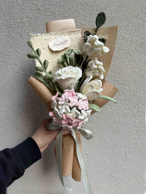 Handmade-Spinus Crochet Knit Bouquet