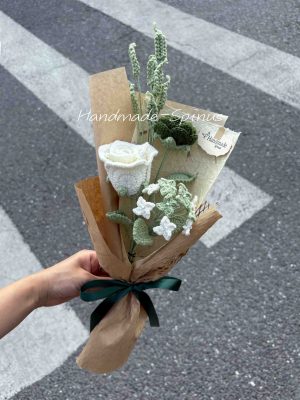 Handmade-Spinus Crochet Knit Bouquet